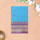 Sky Blue With Purple Pure Chettinad Cotton Saree with Blouse