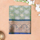 Pista Green and Royal Blue Art Pattu Pavadai Material