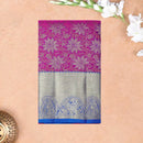 Purple  with Blue Gold Zari Border Wedding Silk Saree