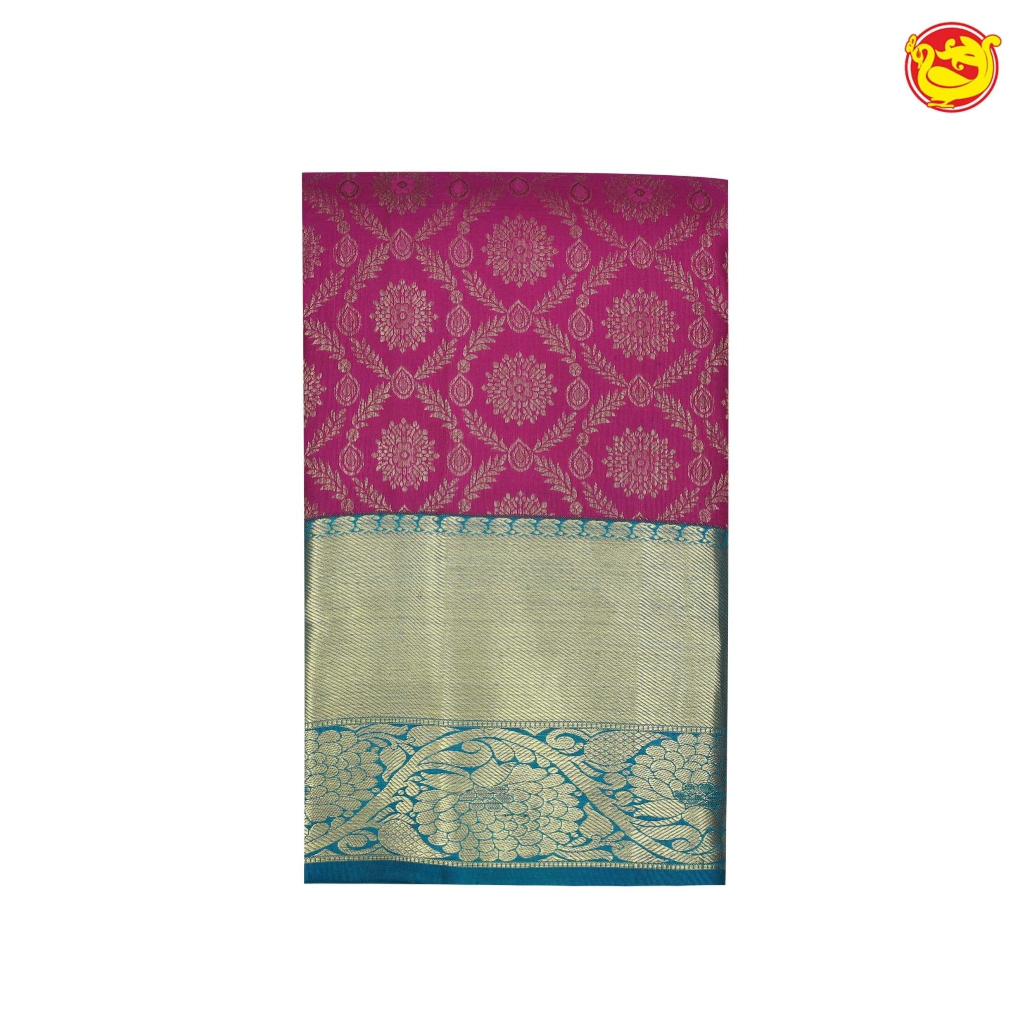 Magenta with Rama blue pure wedding silk saree