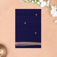 Navy blue Traditional Narayanpet Cotton Saree with Contrast Border