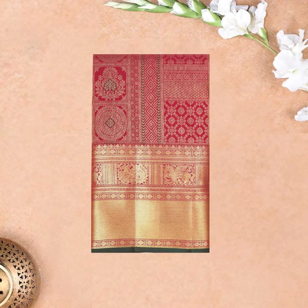 Maroon With Gold Zeri Subalaya Wedding Silk Saree
