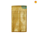 Gold With Multicolour Buttas Floral Motifs Gold Zari Long Border Pure Kanjivaram Subhalaya Wedding Silk Saree - Thenianantham