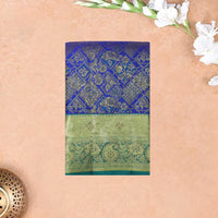 BLUE WITH GREEN  colour pure Kanchipuram silk saree