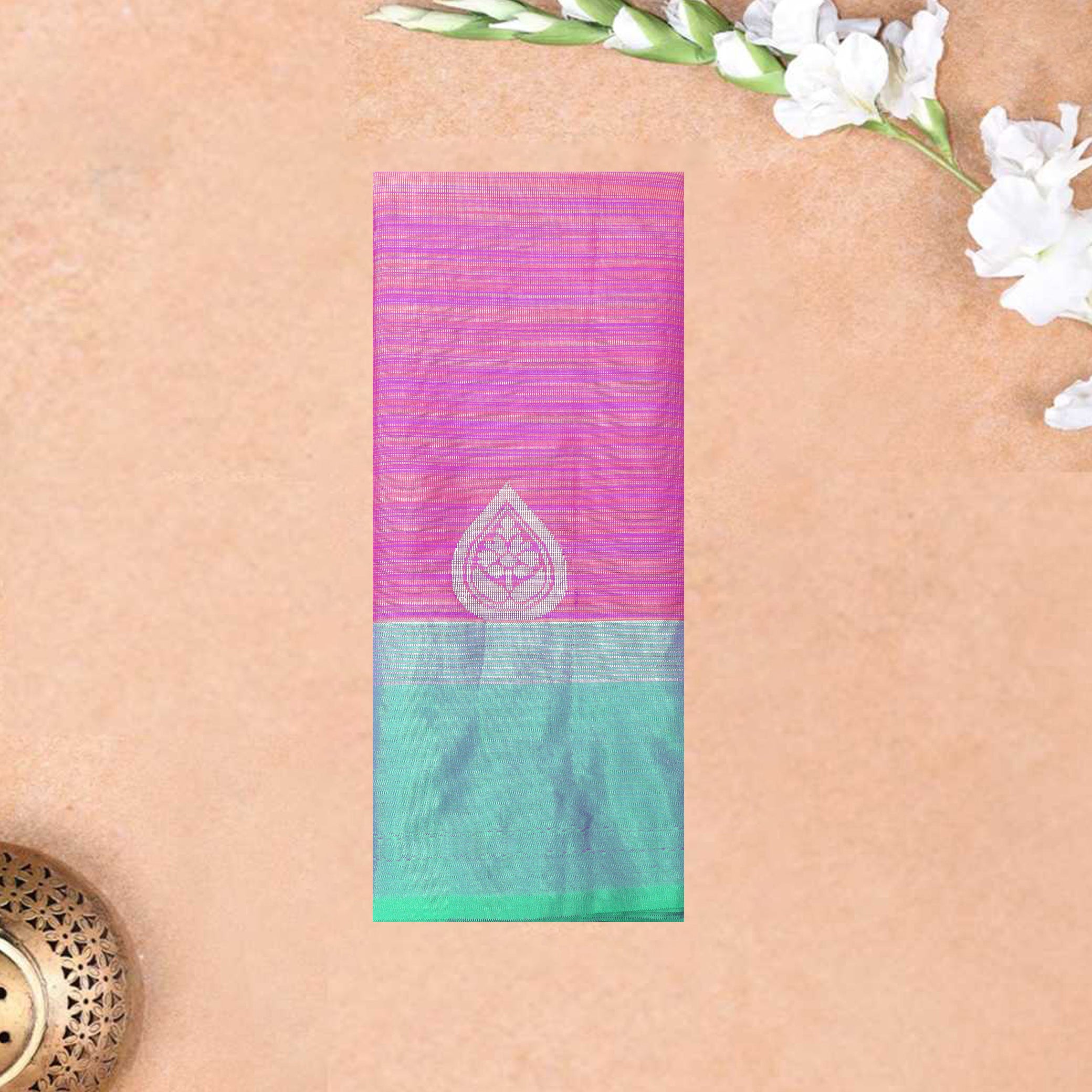 Rani Pink With Teal Green Border Arani Silk Saree