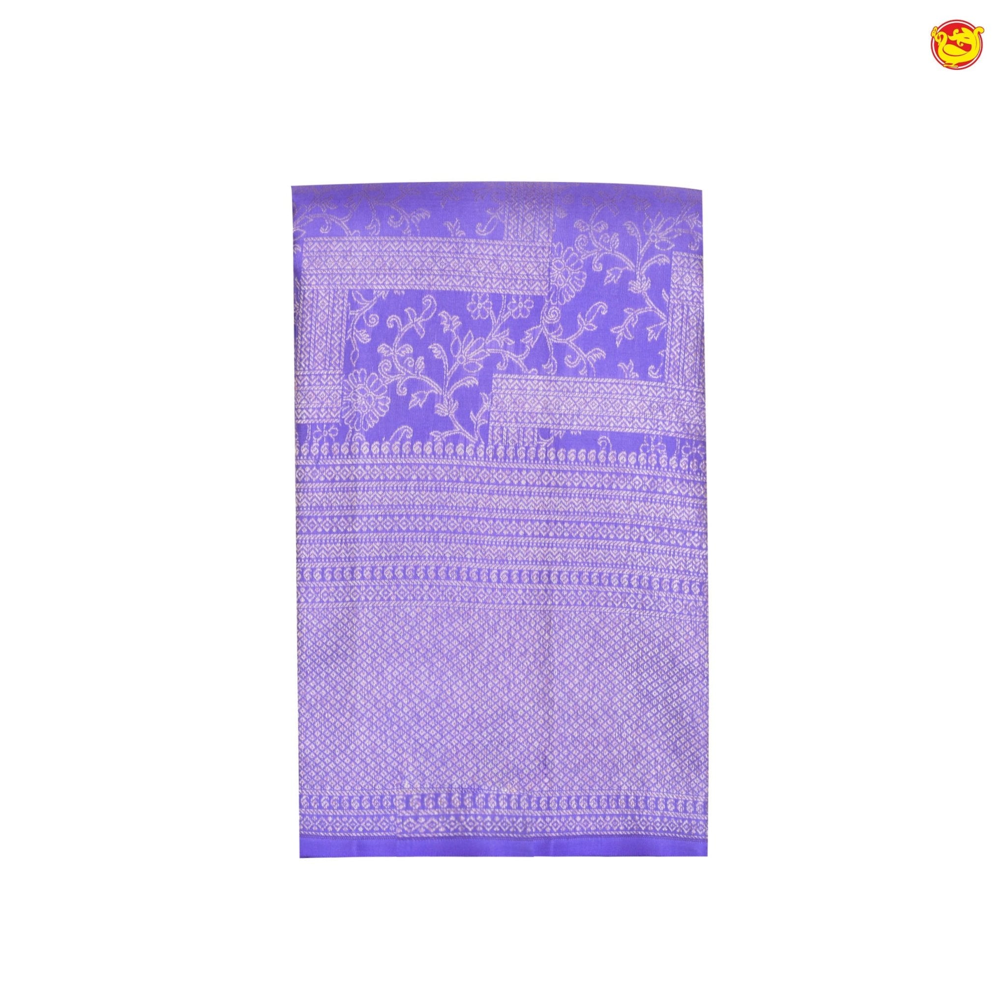 Lavender With Floral Motifs Gold Zari Border Pure Kanjivaram Subhalaya Wedding Silk Saree