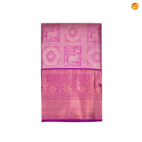 Purplish Pink With Jacquard Pattern Floral Motifs Gold Zari Border Pure Kanjivaram Subhalaya Wedding Silk Saree - Thenianantham