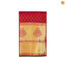 Dark Red With Floral Motifs Gold Zari Long Border Pure Kanjivaram Subhalaya Wedding Silk Saree - Thenianantham