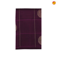 Wine With Pink Floral Buttas Motifs Gold Zari Checked Pure Kanjivaram Soft Silk Saree - Thenianantham