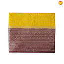 Mustard Yellow With Dark Maroon Stripes Design Semi Silk Blend Saree With Double Blouse Concept