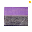 Lavender With Navy Blue Stripes Design Semi Silk Blend Saree With Double Blouse Concept