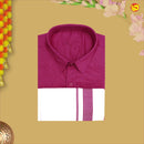 Pink  Colour Cotton  Boy’s Readymade Shirt And Dhoti Set