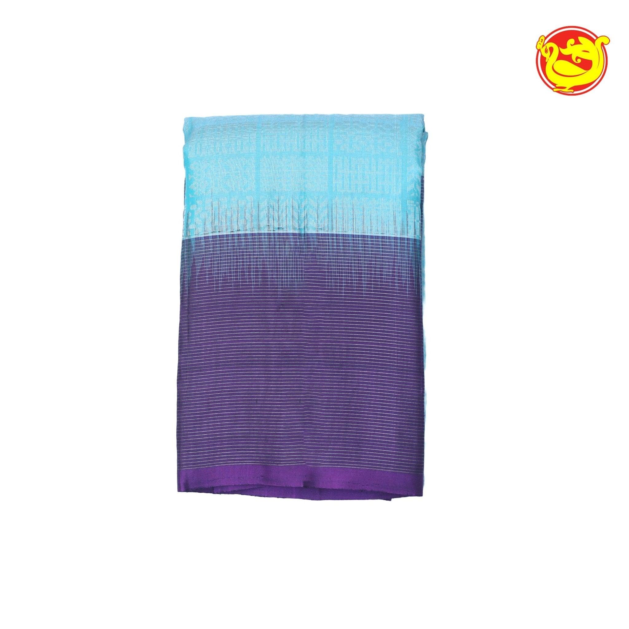 Ice Blue With Dark Purple Soft Silk Saree - Thenianantham