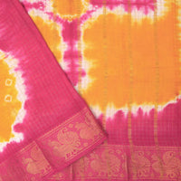 Orange and Pink Sungudi Cotton Saree without Blouse