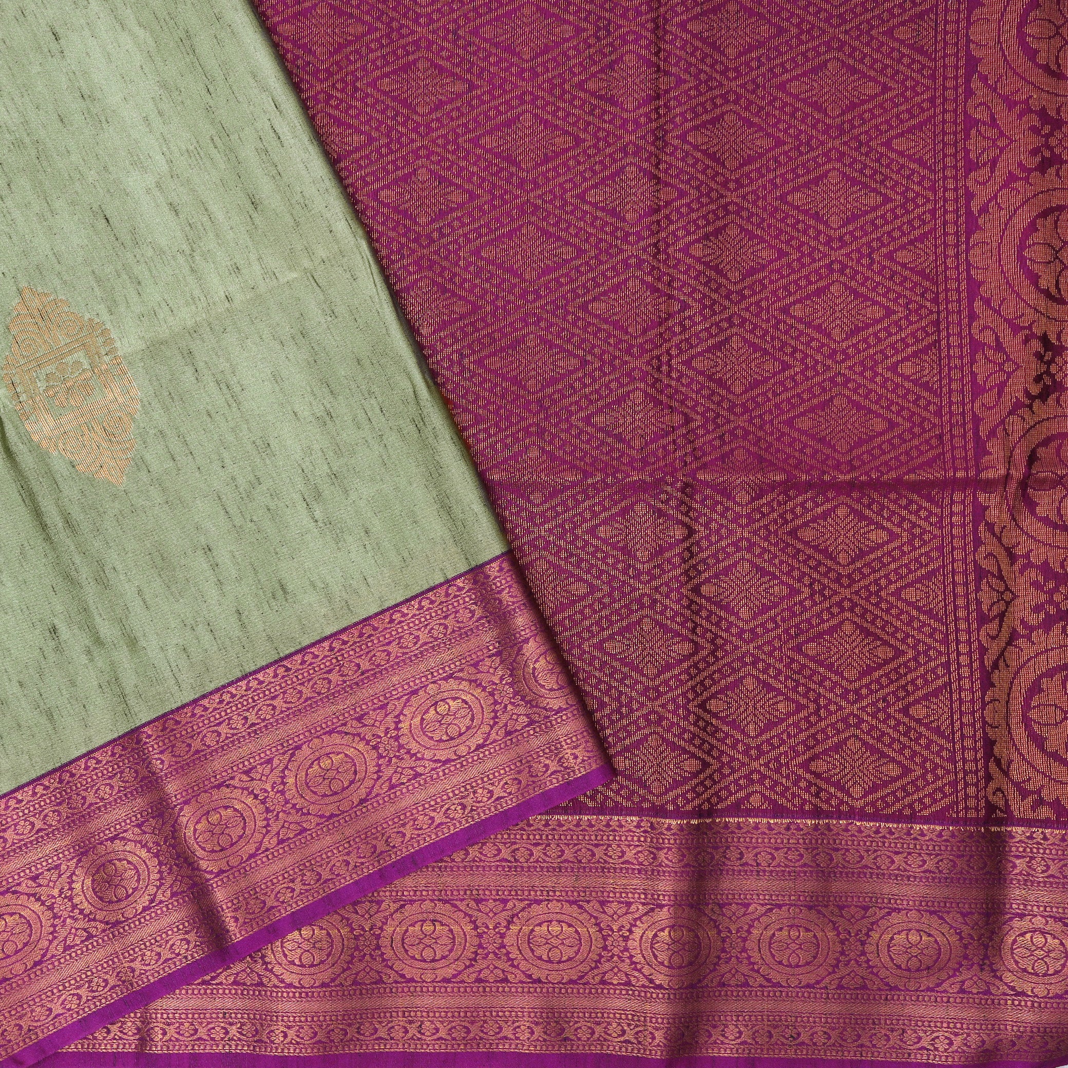 Pale Green with Green Soft Silk Saree
