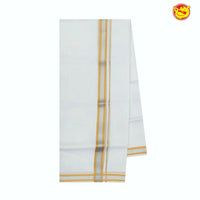 White mans dhoti with gold zari border - Thenianantham