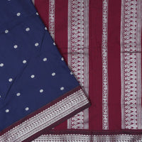 Navy Blue  With Maroon   Premium Quality Kalyani Cotton Saree