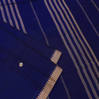 Navy blue Traditional Narayanpet Cotton Saree with Contrast Border