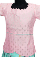 LightPinkWith Ramar green Girls Branded Readymade Pattu Pavadai