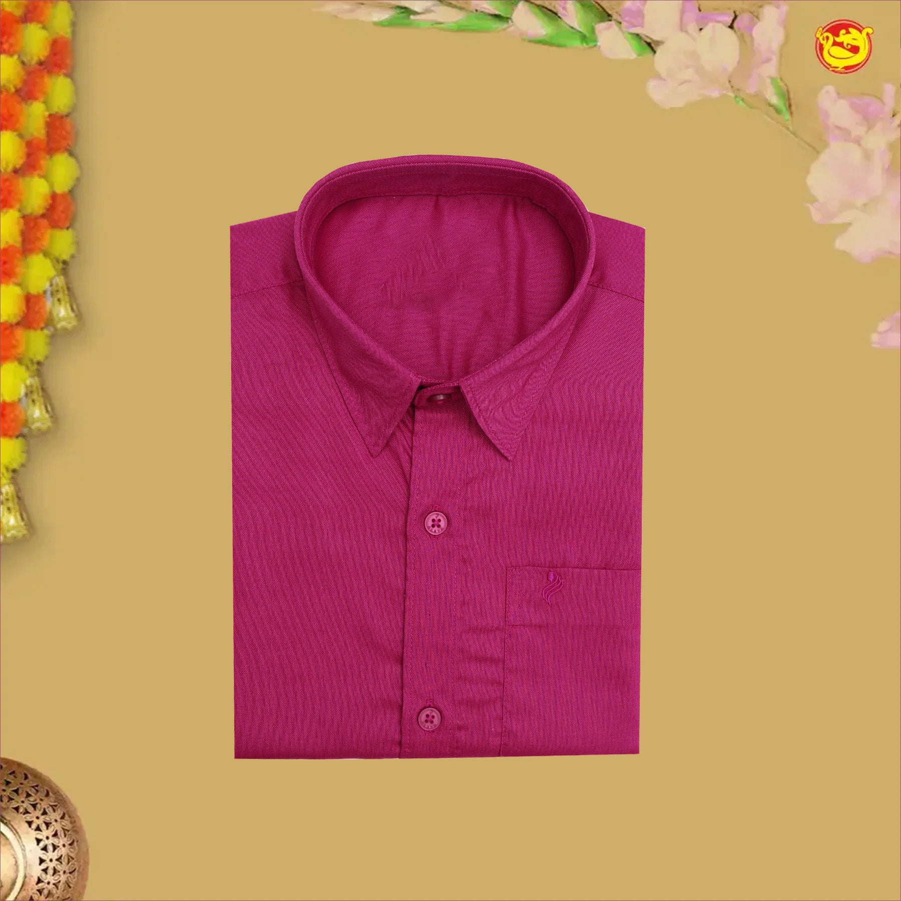 Pink  Colour Cotton  Boy’s Readymade Shirt And Dhoti Set