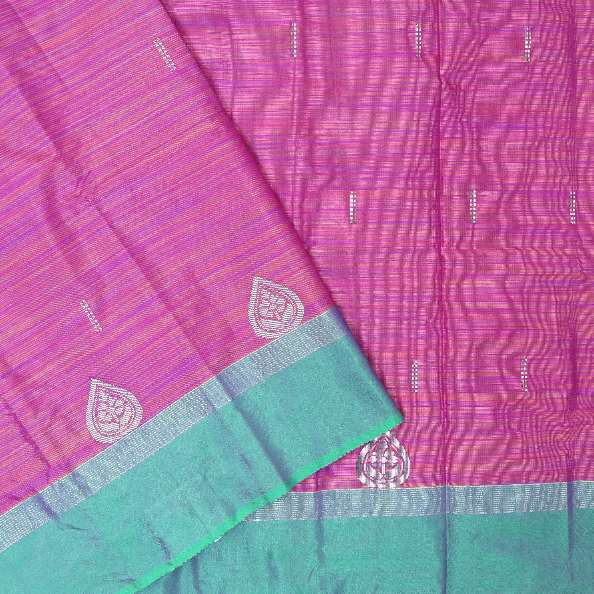 Rani Pink With Teal Green Border Arani Silk Saree