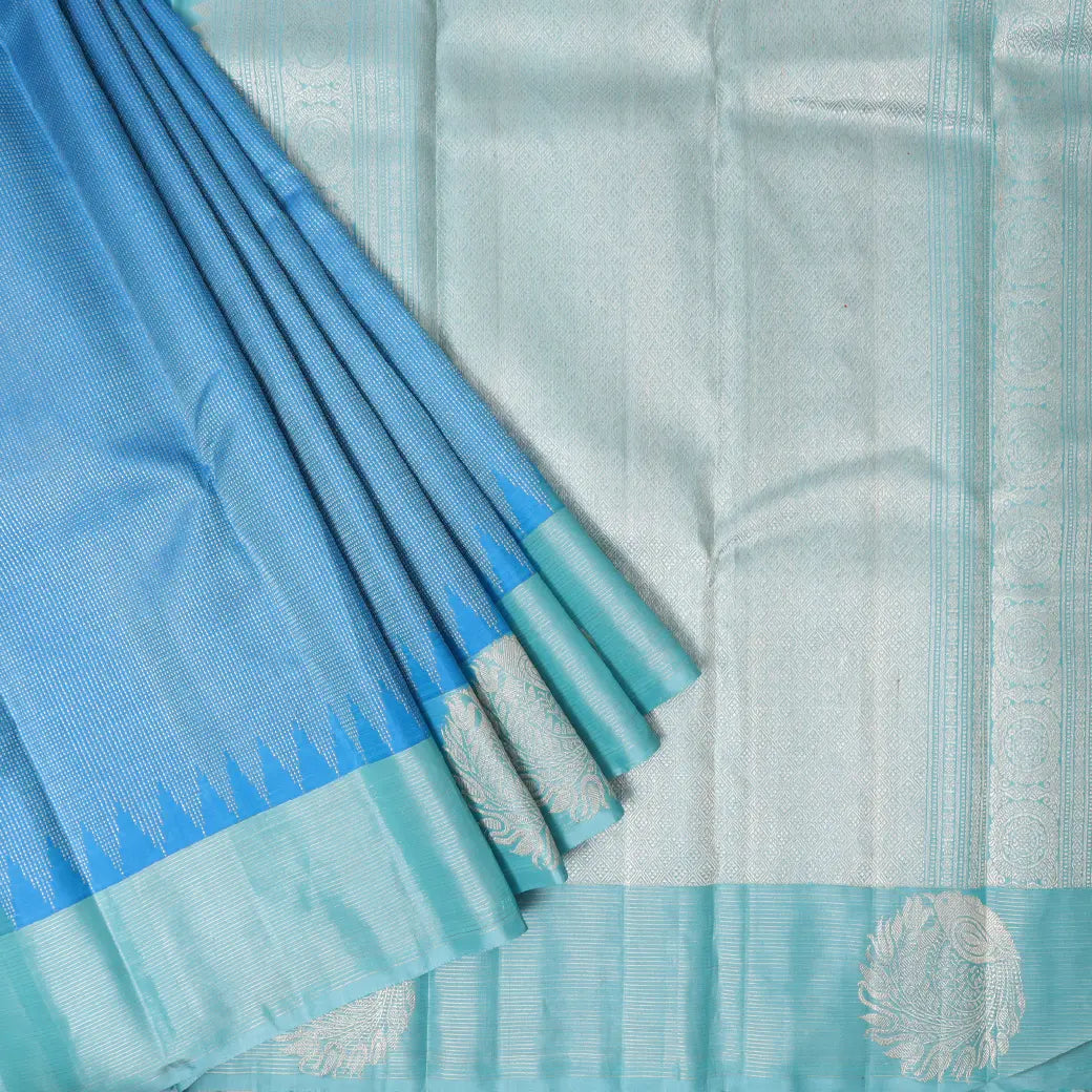 Sky Blue with Light Blue Soft Silk Saree