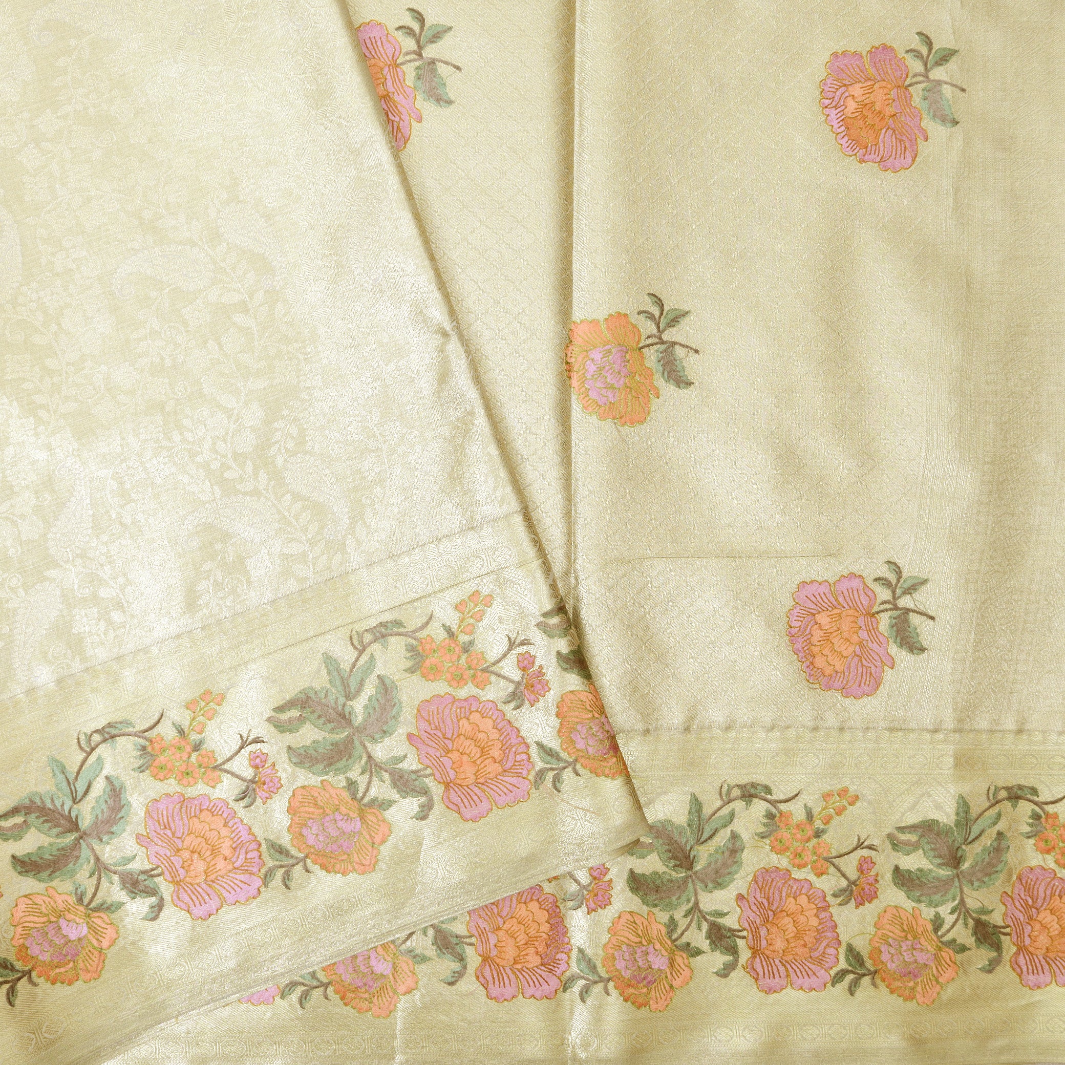 Light Yellow Tissue Silk Saree