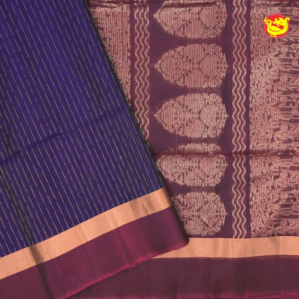 Blue With Maroon Pure Silk Cotton Saree