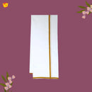 White with Gold Fancy Border Single Layer Cotton Men’s Dhoti