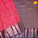 Light Pink with Navy Blue Pure Kanchipuram Silk Saree