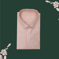 Couple Combo Tissue Silk Set – Men’s Shirt & Dhoti with Matching Women’s Saree With Coral  Colour With Copper Zari Border