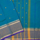 Peacock Blue with Purple Pure Chettinad Cotton Saree without Blouse