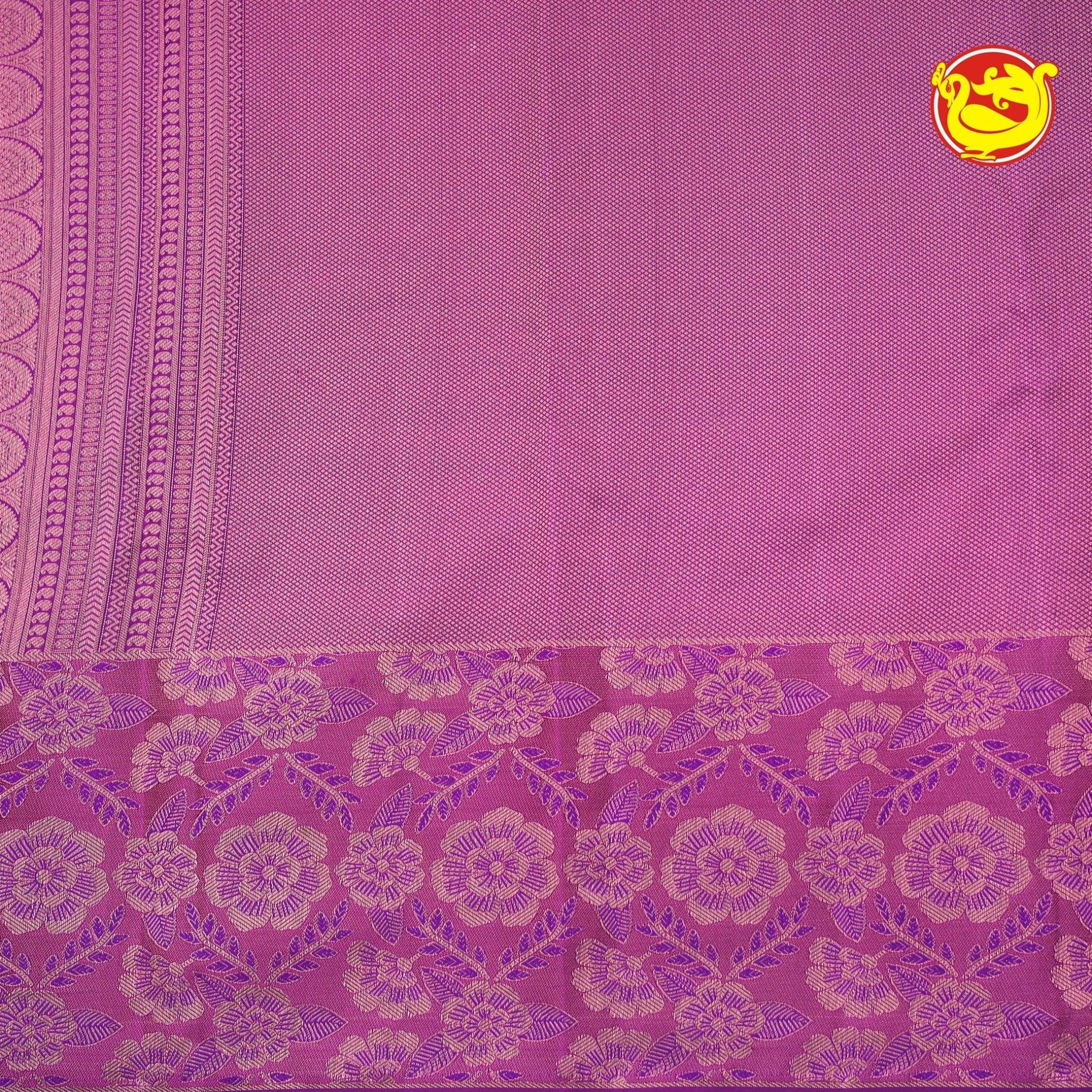 Grey Wedding Silk Saree With Magenta Pallu - Thenianantham