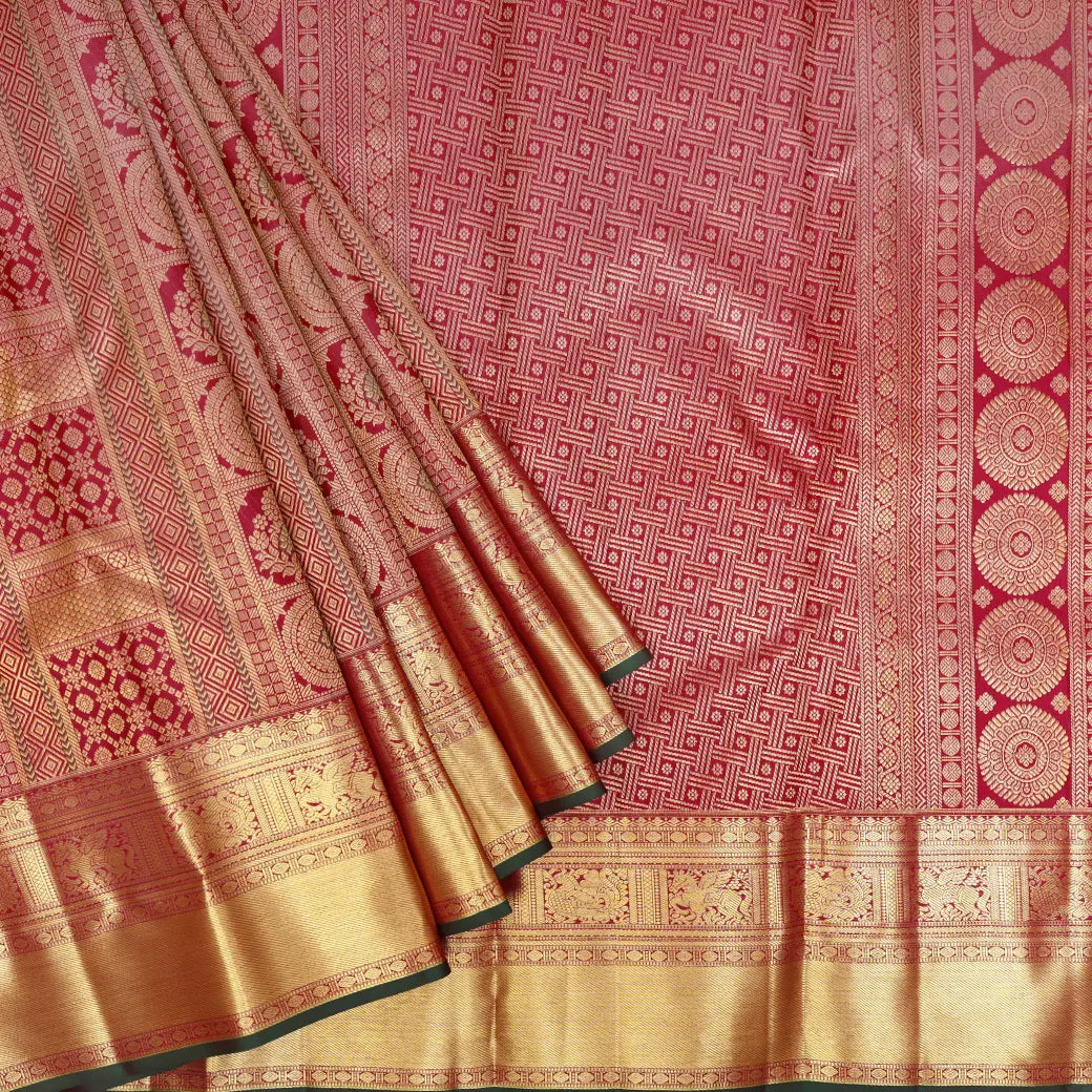Maroon With Gold Zeri Subalaya Wedding Silk Saree