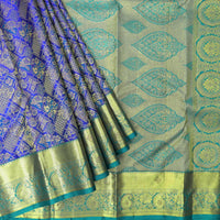 BLUE WITH GREEN  colour pure Kanchipuram silk saree
