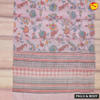 Baby pink linen tissue saree with digital prints - Thenianantham