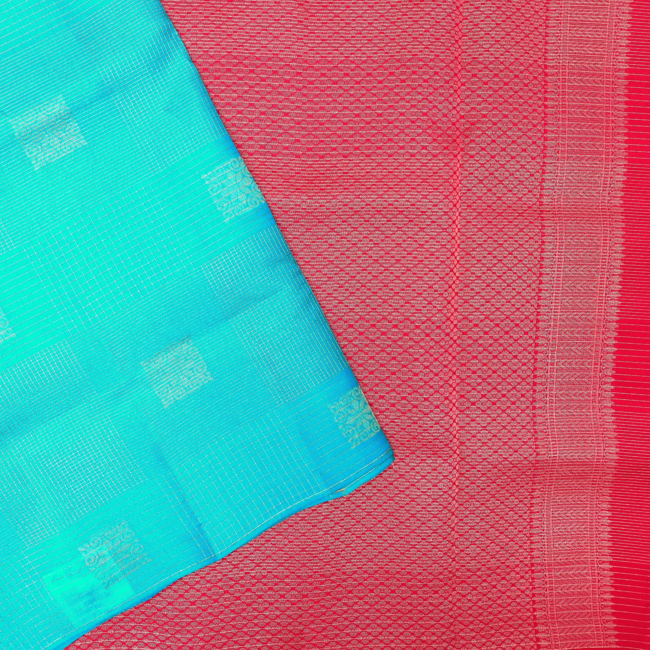 Green with Red  Soft Silk Saree