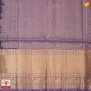 Dark Navy Blue With Lavender Floral Buttas Motifs Gold Zari Border Pure Kanjivaram Soft Silk Saree - Thenianantham