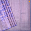 Lavender With Floral Motifs Gold Zari Border Pure Kanjivaram Subhalaya Wedding Silk Saree - Thenianantham