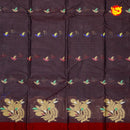 Dark Brown with Red Pure Bengal Cotton Saree without Blouse