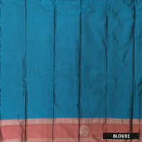Teal Blue With Coffee Brown Border  Arani Silk Saree