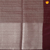 Mustard Yellow With Dark Maroon Stripes Design Semi Silk Blend Saree With Double Blouse Concept