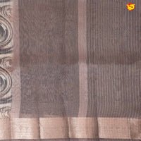 Light Brown with Gold Zari Border Tissue With Digital Prints saree