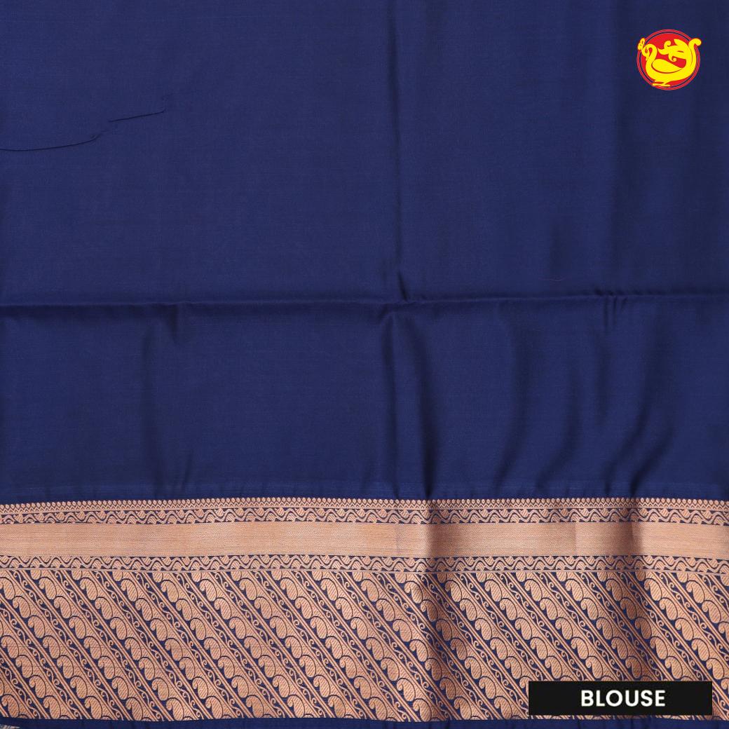 Double shaded Light Maroon with Navy blue Soft Silk Saree - Thenianantham