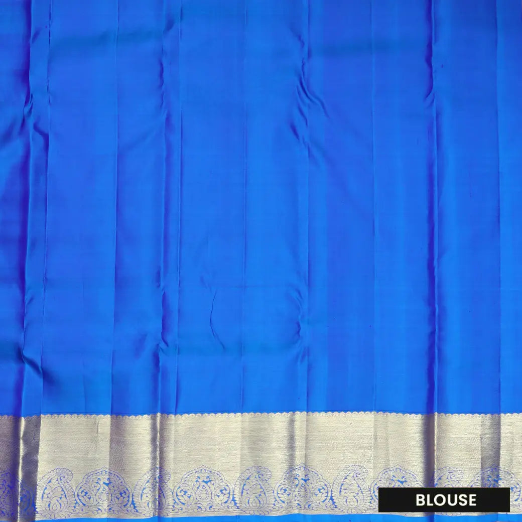 Purple  with Blue Gold Zari Border Wedding Silk Saree