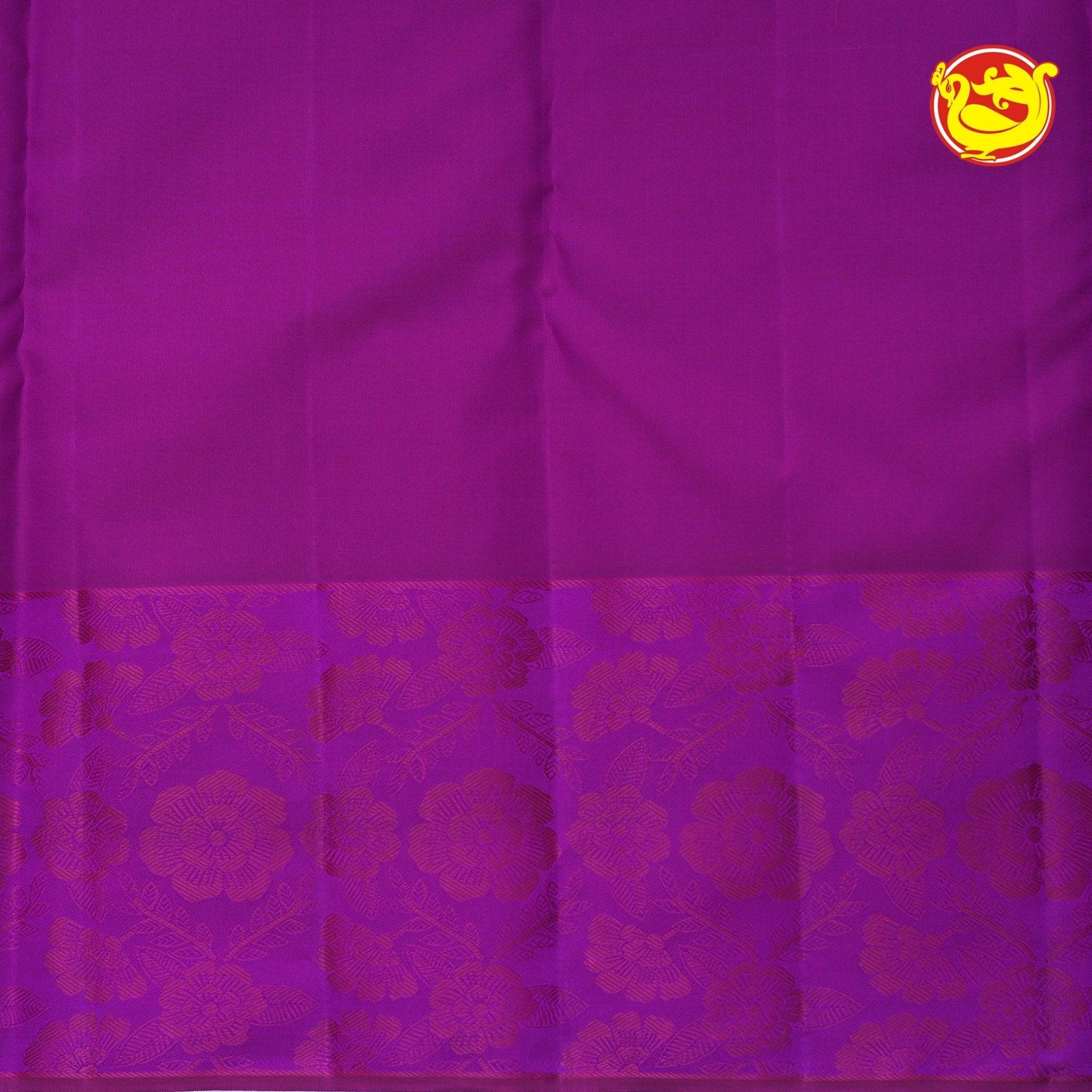 Grey Wedding Silk Saree With Magenta Pallu - Thenianantham