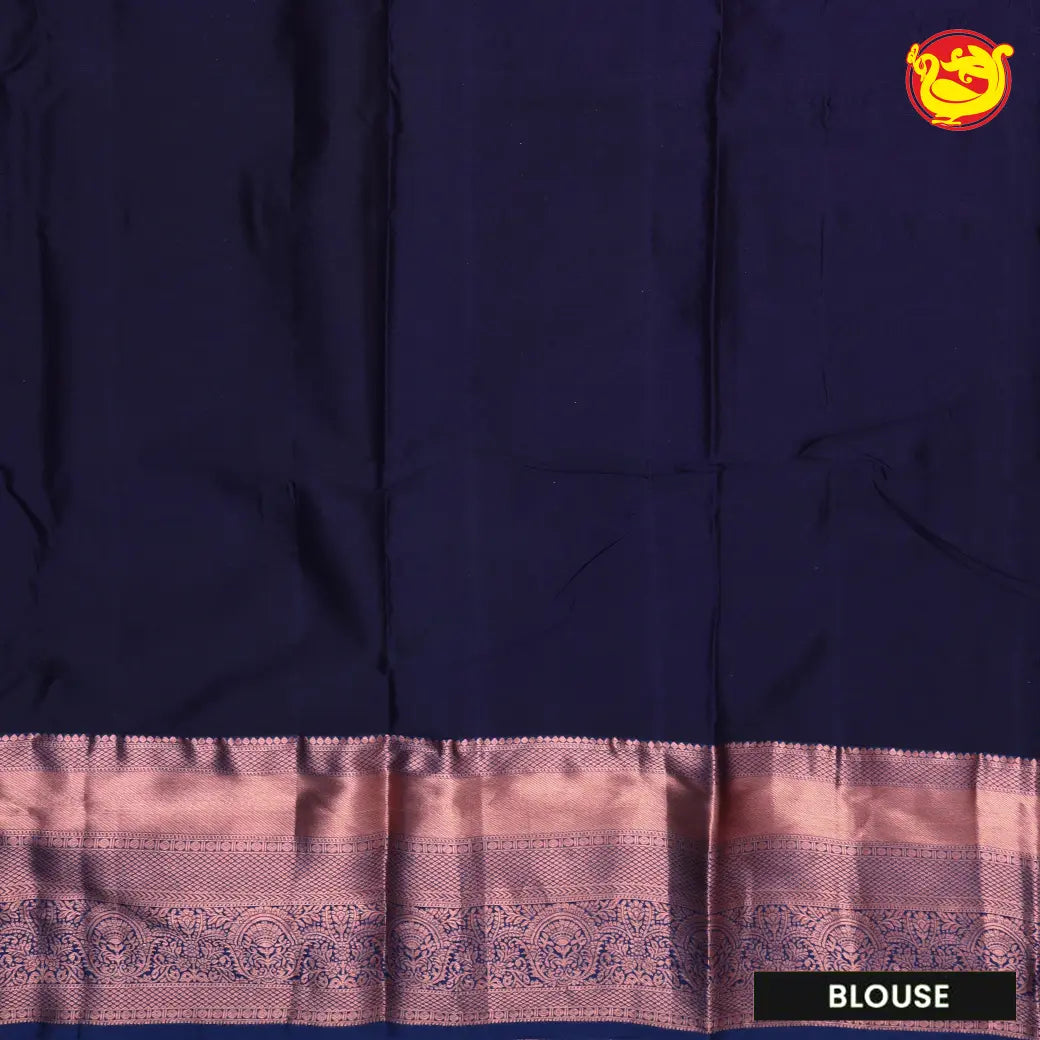 Light Pink with Navy Blue Pure Kanchipuram Silk Saree