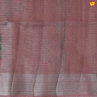 Onion Pink with Silver Border Tissue Checks With Floral Digital Prints saree