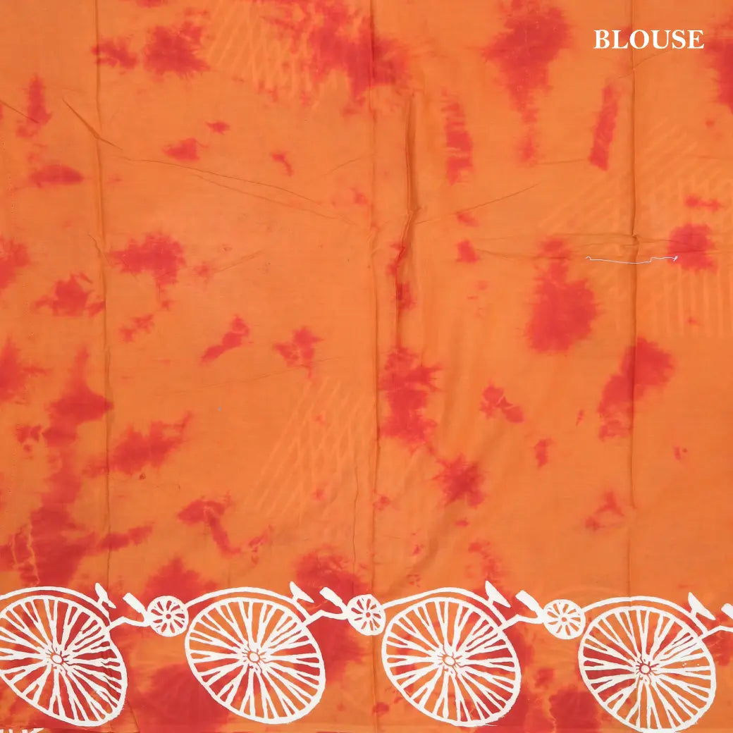 Pearl Orange with White Pure Mul Mul Cotton Saree with Blouse