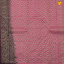 Wine With Pink Floral Buttas Motifs Gold Zari Checked Pure Kanjivaram Soft Silk Saree - Thenianantham